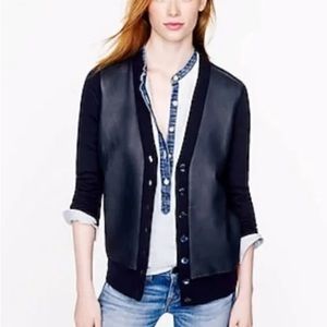 Jcrew Leather Merino Wool Cardigan Collection Black S
